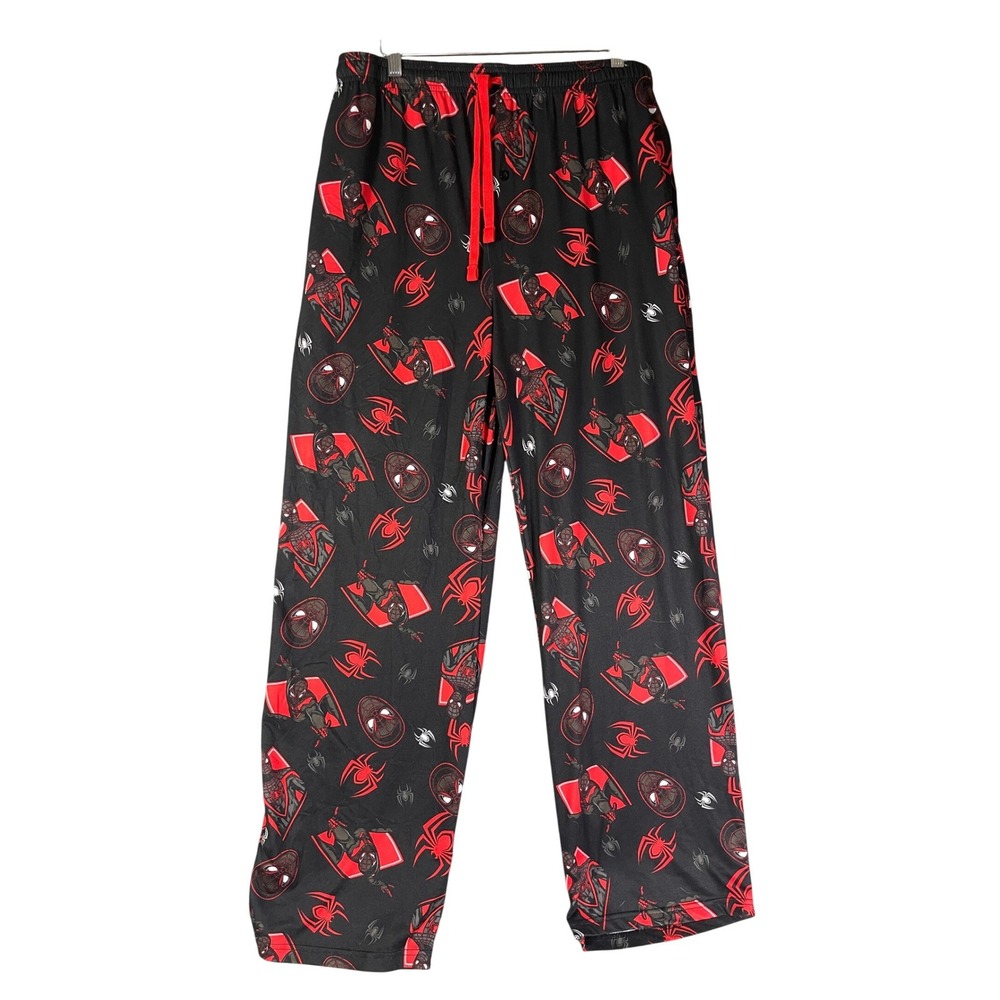 Marvel Miles Morales Spider Man Sleep Pants Mens XL Black Lounge Pajama